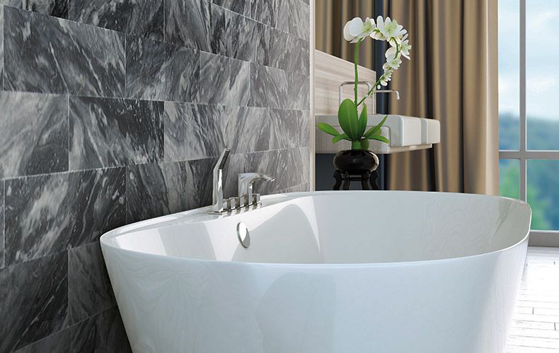  Realization of bathroom marble gray Carrara bardiglio